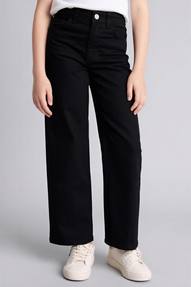 DeFacto Black Girl Girl 90's Wide Leg Gabardine Trousers Casual - Image 5