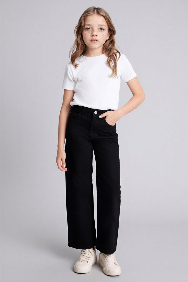 DeFacto Black Girl Girl 90's Wide Leg Gabardine Trousers Casual - Image 4
