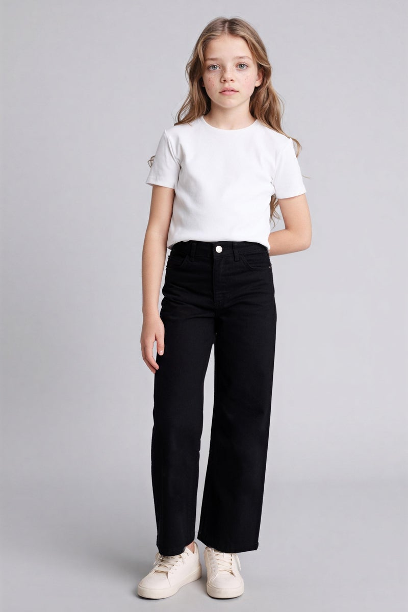 DeFacto Black Girl Girl 90's Wide Leg Gabardine Trousers Casual - Image 3