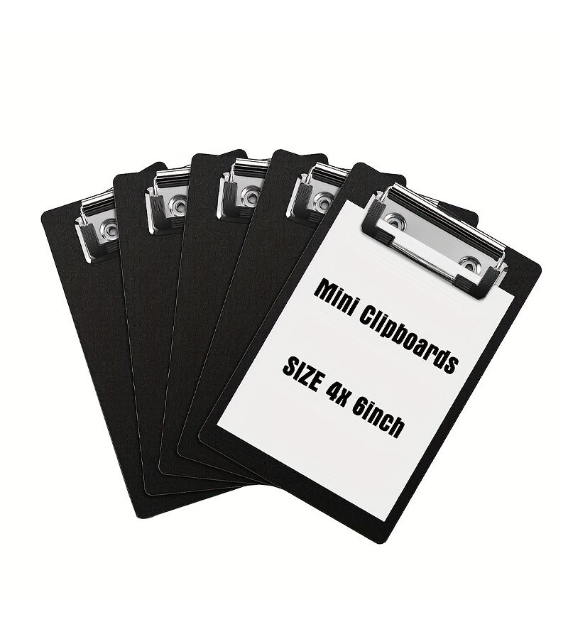 Mini Plastic Clipboard Set Of 5 With Profile Clip For Memo Notes Receipts And Tickets - Image 1