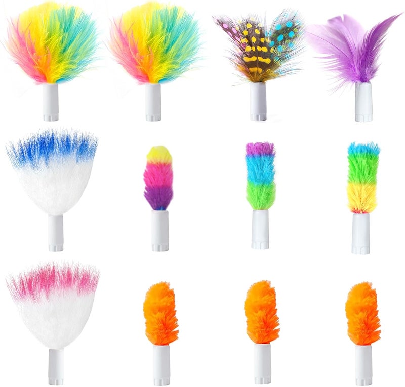 ORSDA 12 Pcs Feathers Replacement and Soft Furry Accessories ONLY Fits Cat Toys, Interactive Toys for Indoor Cats-NOT fits for Other Brand Toys - Image 1
