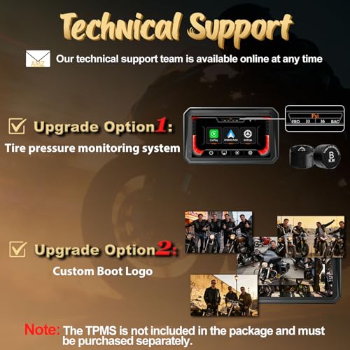 YZW 6" Wireless Motorcycle Carplay with Android Auto, Waterproof GPS Nevigation System Screen for Motorbike, Music Sharing,Vioce Control,Light Sensor, BT,Anti-Theft Design Quick-Release Magnetic Mount - Image 5