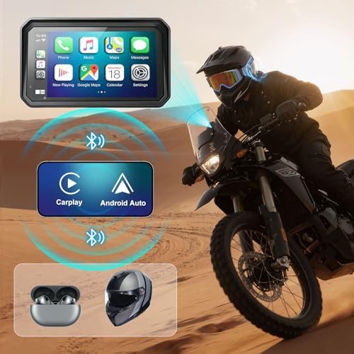 YZW 6" Wireless Motorcycle Carplay with Android Auto, Waterproof GPS Nevigation System Screen for Motorbike, Music Sharing,Vioce Control,Light Sensor, BT,Anti-Theft Design Quick-Release Magnetic Mount - Image 3