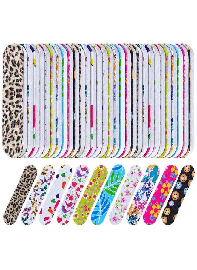 Mudder - 150 Pieces Disposable Nail File Double Sided Emery Nail Files Colorful Floral Nail Files Bulk For Home Salon Use - Image 1