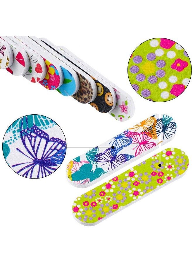 Mudder - 150 Pieces Disposable Nail File Double Sided Emery Nail Files Colorful Floral Nail Files Bulk For Home Salon Use - Image 1