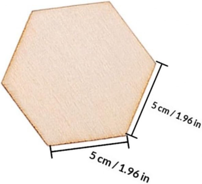 100 Pcs 50mm Hexagon Wood Slices for DIY Crafts, Unfinished Wooden Pieces Hexagonal Wood Chips for Art Projects and Woodcraft Decoration - Image 2