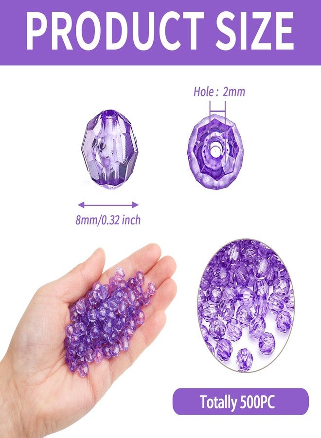 BONNY BOXX 500pcs 8mm Acrylic Faceted Round Crystal Beads Transparent Light Purple Loose Spacer Craft Beads for DIY Bracelet Necklace Earring Keychain Jewelry Making Bags Decoration - Image 3