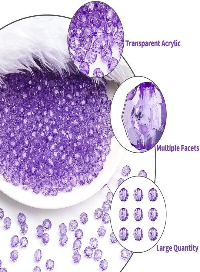 BONNY BOXX 500pcs 8mm Acrylic Faceted Round Crystal Beads Transparent Light Purple Loose Spacer Craft Beads for DIY Bracelet Necklace Earring Keychain Jewelry Making Bags Decoration - Image 2