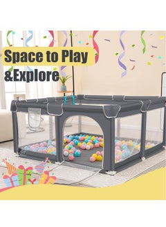 Gonice Baby Playpen, Extra Large Playard for Babies, Portable Indoor Outdoor Toddlers Safety Play Yard Activities with Breathable Mesh&Zipper Door,Grey-120×120cm  - Image 5