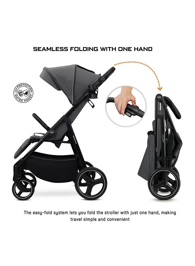 neobreez TETRA Ultra-Compact Lightweight Travel All-Terrain Toddler Baby Stroller, Baby Trolley Pushchair Buggy W/Cup Holder, One Hand Fold Deep&Wide Seat, Waterproof UPF 50+ Canopy, 0-4yrs,  22kg, 3yrs Warranty