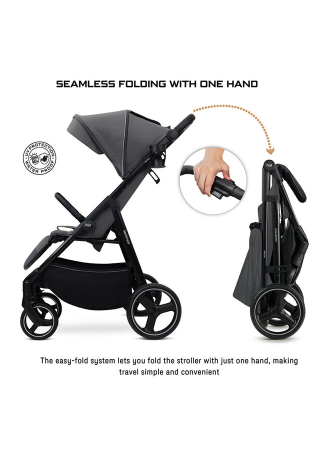 neobreez TETRA Ultra-Compact All-Terrain Baby Toddler Stroller,  Pushchair Buggy, One Hand Fold Deep And Wide Seat, UV And Waterproof Canopy,  Bag, Phone And Cup Holder And Toy Strap, LED lights, 0-4yrs, 22kg, 3yrs Warranty  - Image 5