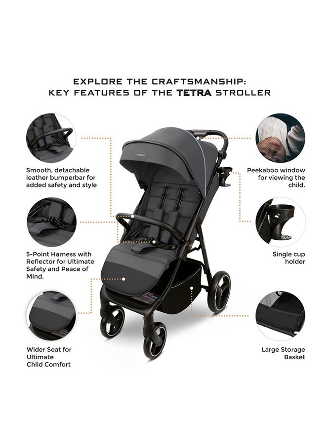 neobreez TETRA Ultra-Compact All-Terrain Baby Toddler Stroller,  Pushchair Buggy, One Hand Fold Deep And Wide Seat, UV And Waterproof Canopy,  Bag, Phone And Cup Holder And Toy Strap, LED lights, 0-4yrs, 22kg, 3yrs Warranty  - Image 3