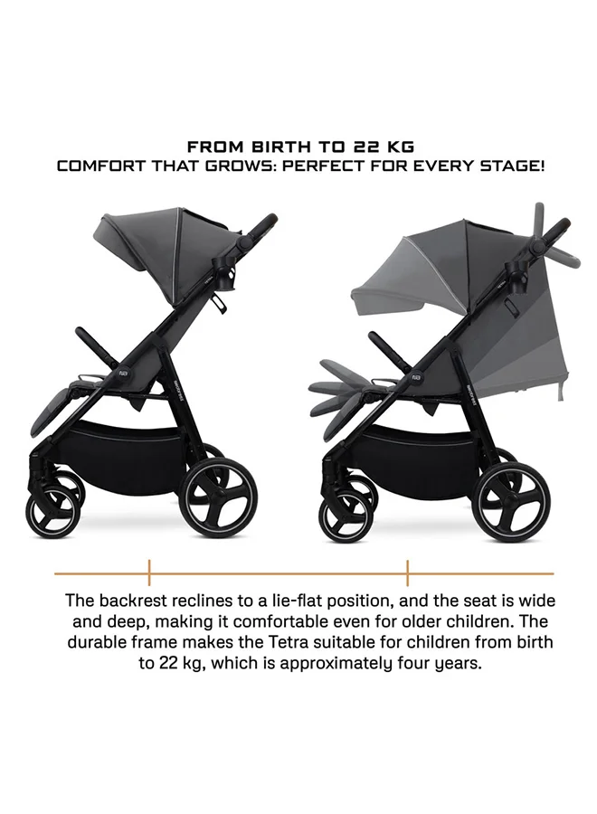 neobreez TETRA Ultra-Compact Lightweight Travel All-Terrain Toddler Baby Stroller, Baby Trolley Pushchair Buggy W/Cup Holder, One Hand Fold Deep&Wide Seat, Waterproof UPF 50+ Canopy, 0-4yrs,  22kg, 3yrs Warranty