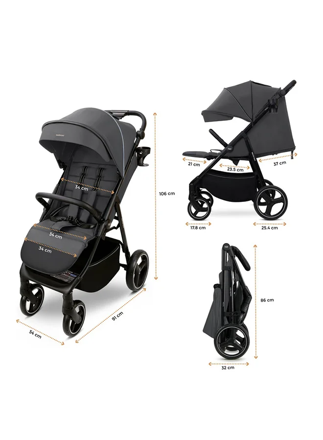 neobreez TETRA Ultra-Compact Lightweight Travel All-Terrain Toddler Baby Stroller, Baby Trolley Pushchair Buggy W/Cup Holder, One Hand Fold Deep&Wide Seat, Waterproof UPF 50+ Canopy, 0-4yrs,  22kg, 3yrs Warranty