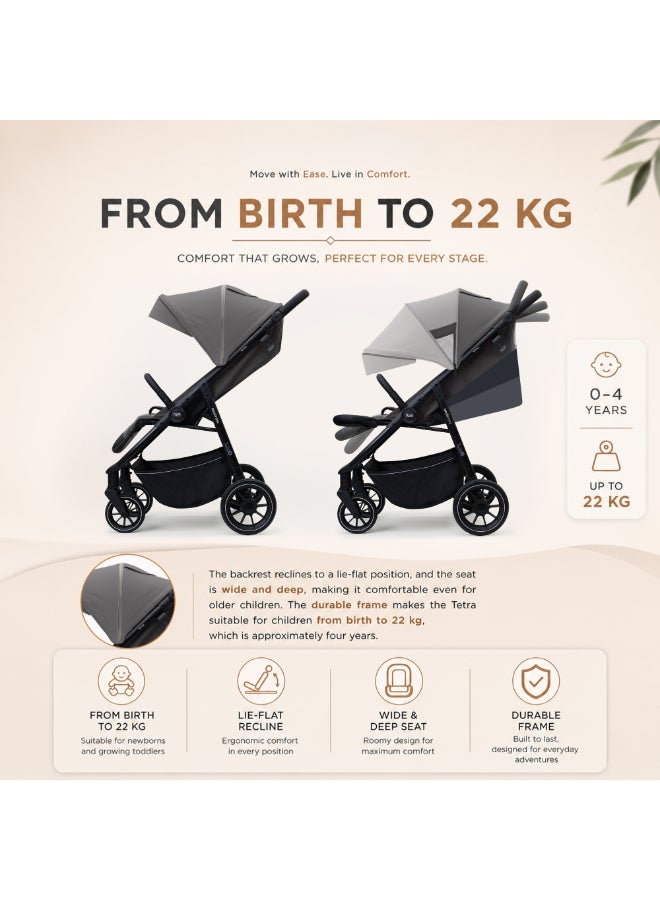 neobreez TETRA Ultra-Compact Lightweight Travel All-Terrain Toddler Baby Stroller, Baby Trolley Pushchair Buggy W/Cup Holder, One Hand Fold Deep&Wide Seat, Waterproof UPF 50+ Canopy, 0-4yrs,  22kg, 3yrs Warranty - Image 4