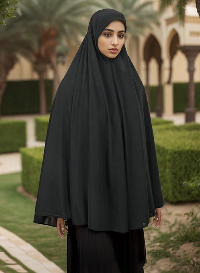 النساء الحجاب الشرق الأوسط وشاح لون صلب وشاح طويل مريحة توربان الرأس يمكن أن تغطي الجسم بأكمله - Image 4