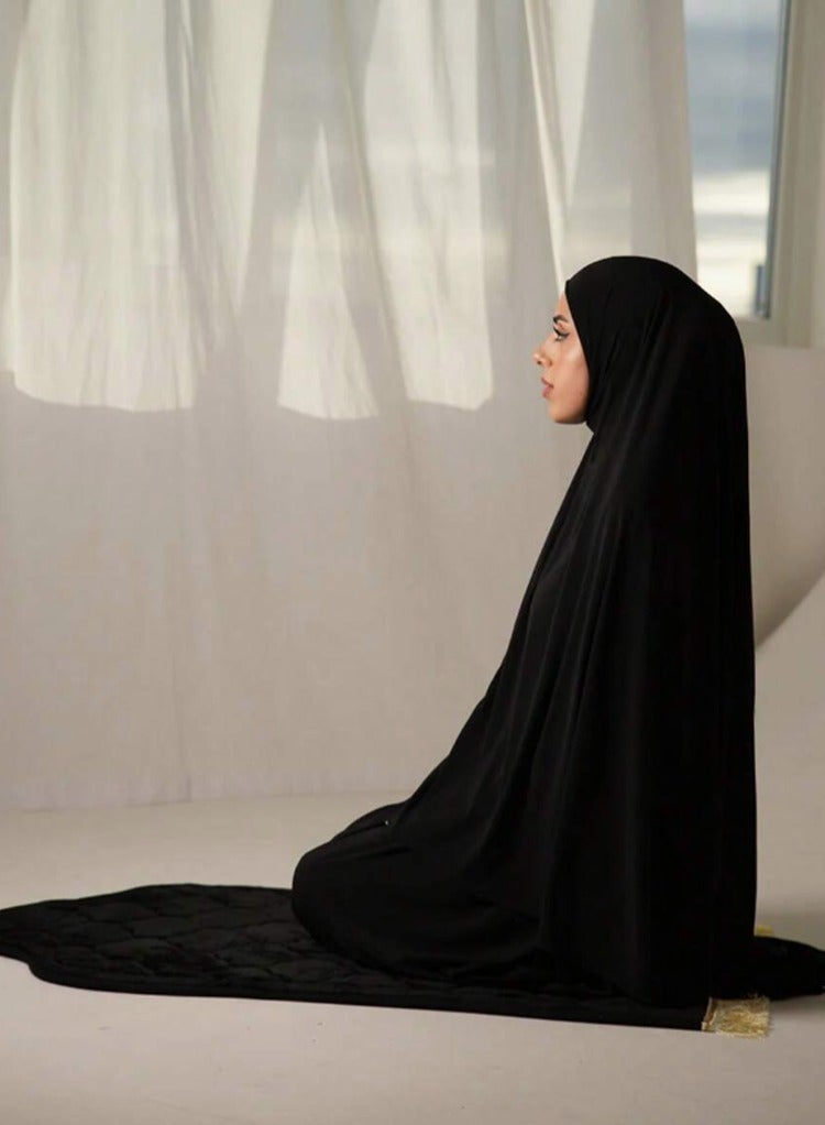 النساء الحجاب الشرق الأوسط وشاح لون صلب وشاح طويل مريحة توربان الرأس يمكن أن تغطي الجسم بأكمله - Image 1