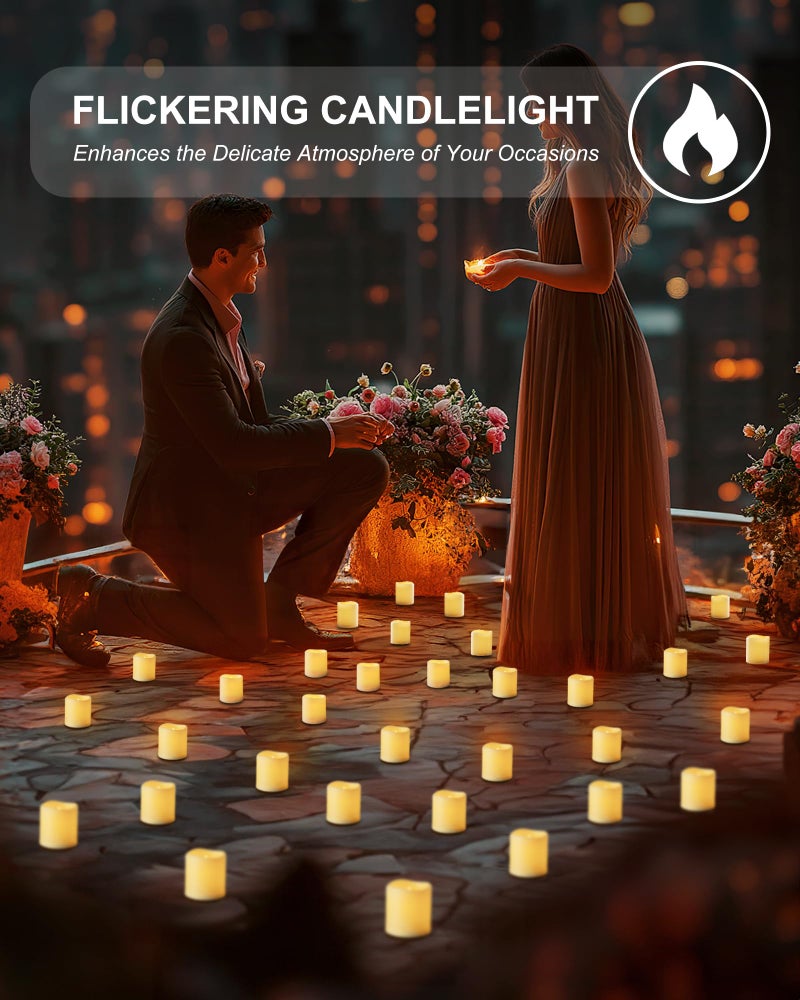5plots Flameless Votive Candles Battery Operated 200+ Hours, Flickering Led Electric Fake Battery Tealights for Wedding Table Centerpieces Party Home Decor Decoration - Ivory (12 Pack) - Image 4