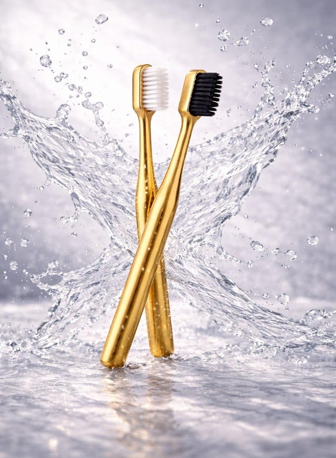 Pickliin Luxury Toothbrush | Premium Metal Handle Manual Toothbrush | Soft Bristles | PACK OF 2 MIX BRISTLE COLOR | Elegant Reusable Tooth Brush for Adults Home & Travel - Image 3