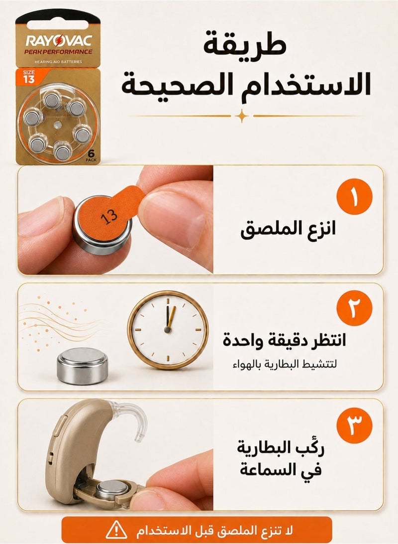 رايوفاك 60 بطارية زر أصلية مستوردة للمعينات السمعية، مقاس 13 - Image 5