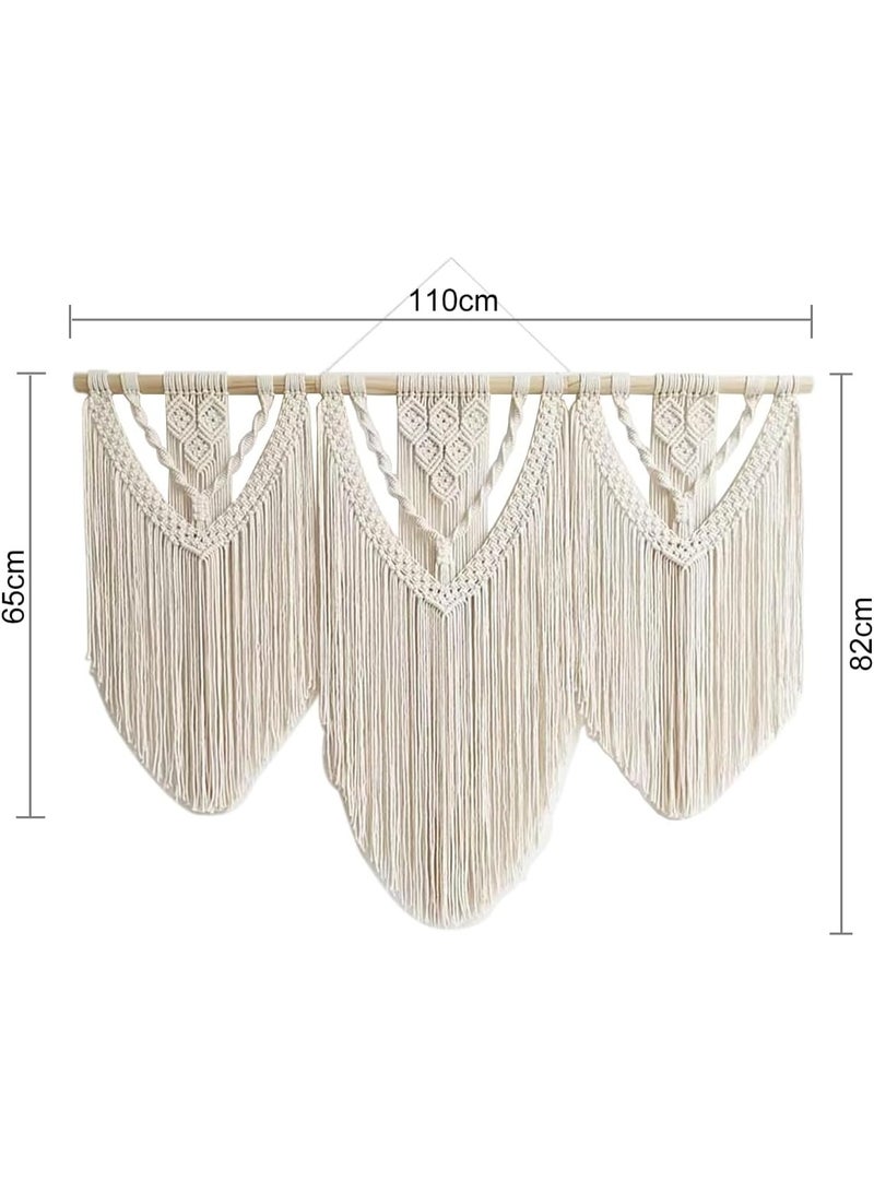 Beauenty Large Macrame Wall Hanging Wide Boho Handmade Woven Tapestry Wall Decor for Bedroom Living Room Home Including Hanging Rod 110x82cm Style B - Image 1