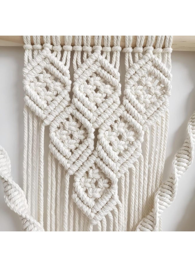 Beauenty Large Macrame Wall Hanging Wide Boho Handmade Woven Tapestry Wall Decor for Bedroom Living Room Home Including Hanging Rod 110x82cm Style B - Image 2