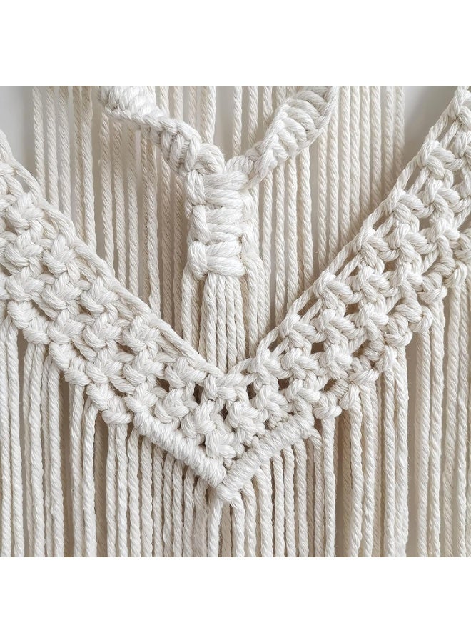 Beauenty Large Macrame Wall Hanging Wide Boho Handmade Woven Tapestry Wall Decor for Bedroom Living Room Home Including Hanging Rod 110x82cm Style B - Image 3