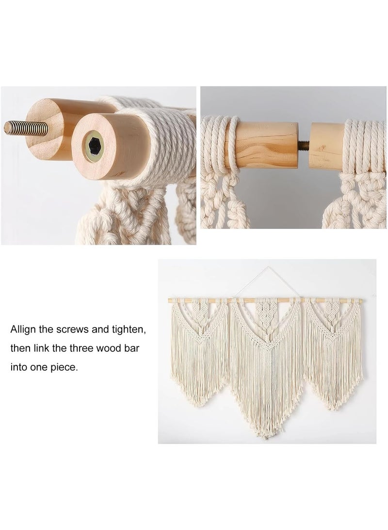 Beauenty Large Macrame Wall Hanging Wide Boho Handmade Woven Tapestry Wall Decor for Bedroom Living Room Home Including Hanging Rod 110x82cm Style B - Image 5