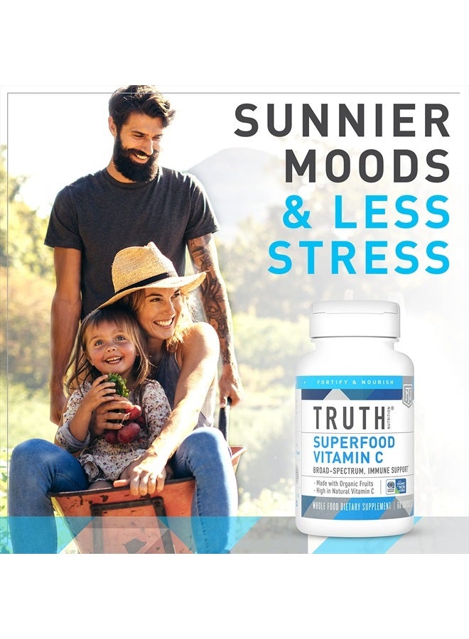 Truth Nutrition خليط سوبر فود فيتامين سي العضوي - 60 كبسولة فيتامين سي طبيعية مكمل غذائي نباتي - 150 ملغ فيتامين سي نباتي مع مسحوق كرز أسييولا العضوي، مسحوق أملّا، مسحوق ورد الورد ومسحوق كامو كامو - Image 5