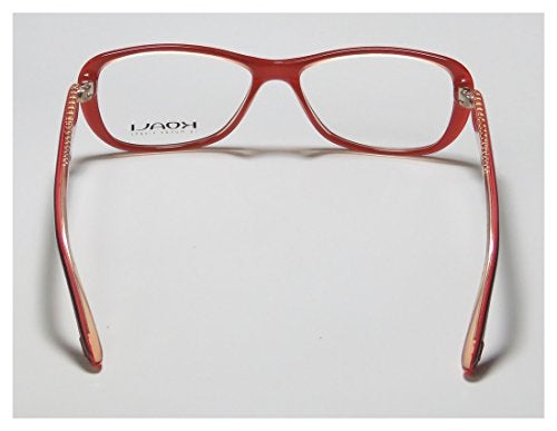 Koali 7184k For Ladies/Women Designer Full-Rim Shape Hip Ophthalmic Fashion Accessory Eyeglasses/Eyeglass Frame (53-14-130, Taupe/Coral/Transparent Orange) - Image 5
