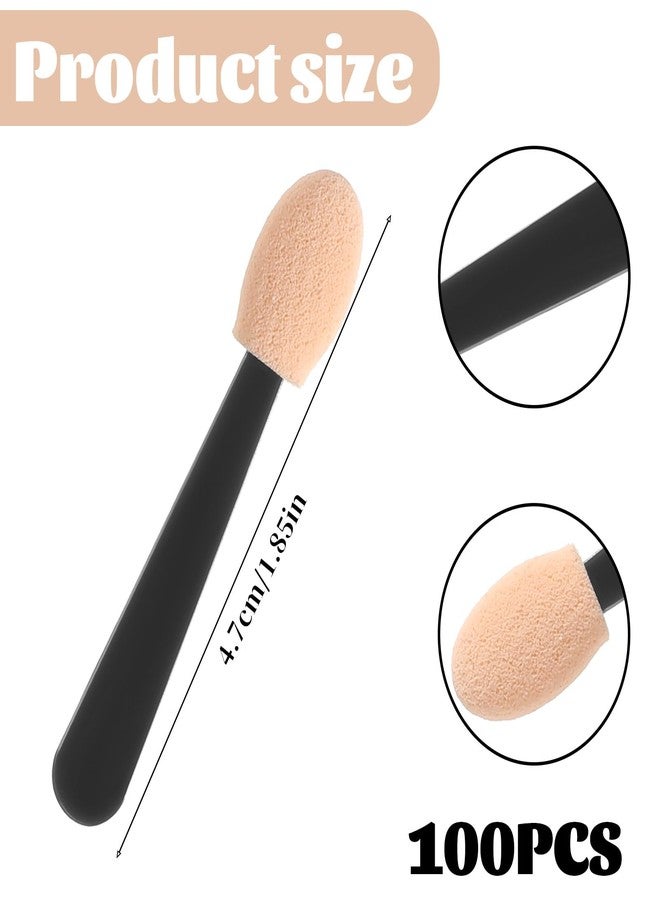 Exircy Disposable Eyeshadow Applicator, 100 Pcs Eyeshadow Sponge Applicator Small Eyeshadows Brush Single-Ended 1.85 Inch Portable Travel Mini Eye Makeup Brushes Short Eyeshadows Brushs for Women - Image 2