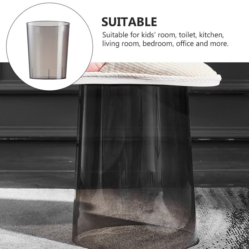 woobles Waste Basket Clear Trash can Trash Can Clear Plastic Garbage Can Round Wastebasket Trash Bin Recycling Bin Waste Container for Home Kitchen Bathroom and Office Gray Clear Bucket Trashcan - Image 4