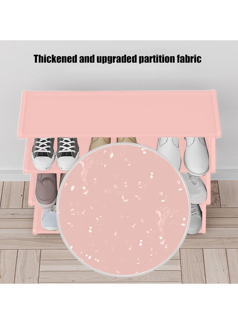 LINGWEI 4‑Tier Tool‑Free Shoe Rack Slim Storage Organizer Steel & Plastic Pink - Image 4