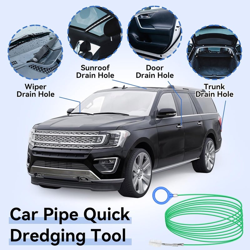 AUGHOA Auto Sunroof Cleaning Tool, 120 Inch Long Flexible Tube Brush, 2 Pcs 7 inch Pipe Cleaner for Car Sunroof, Windshield Wiper Drain Hole - Image 2