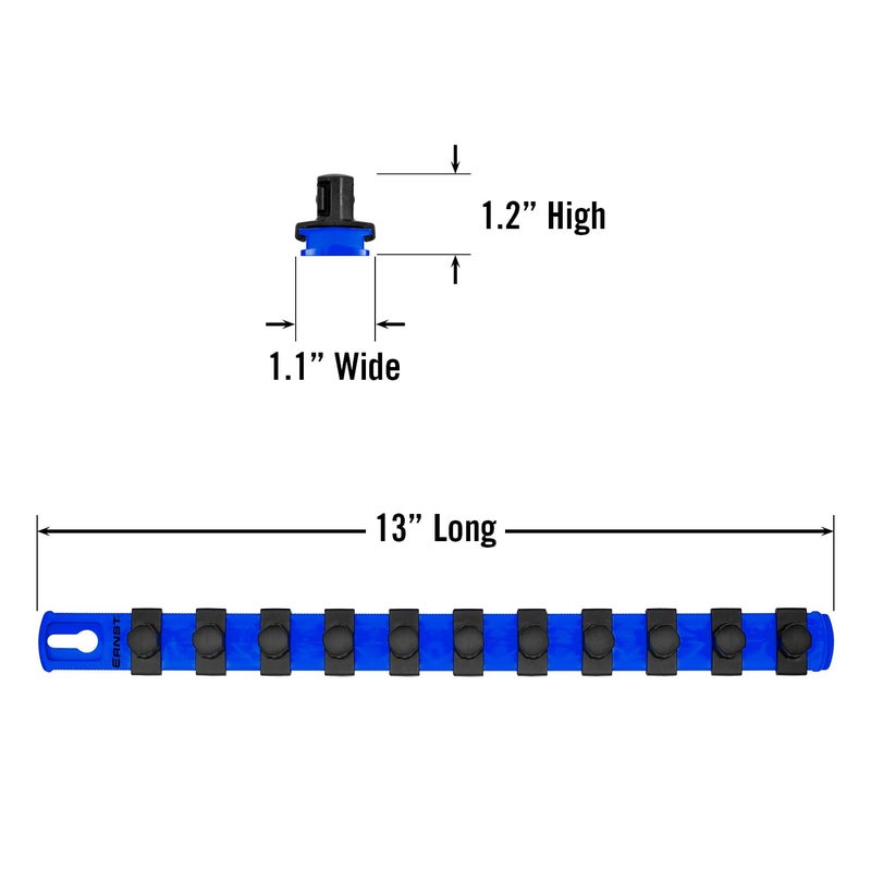 Ernst Manufacturing - 8419-Blue-1/2 13-Inch Socket Organizer with 11 1/2-Inch Twist Lock Clips, Blue - Image 5