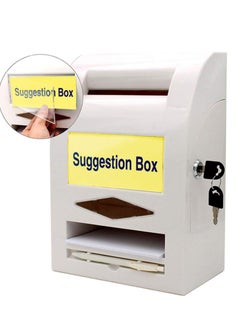 PARTNER Suggestion Box, Donation Box, Post Box, Comment Box, Lock and Pen for Wall or Countertop, 6 Replaceable Labels  - Image 1