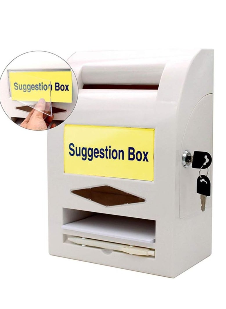 PARTNER - Suggestion Box, Donation Box, Post Box, Comment Box, Lock and Pen for Wall or Countertop, 6 Replaceable Labels - Image 1