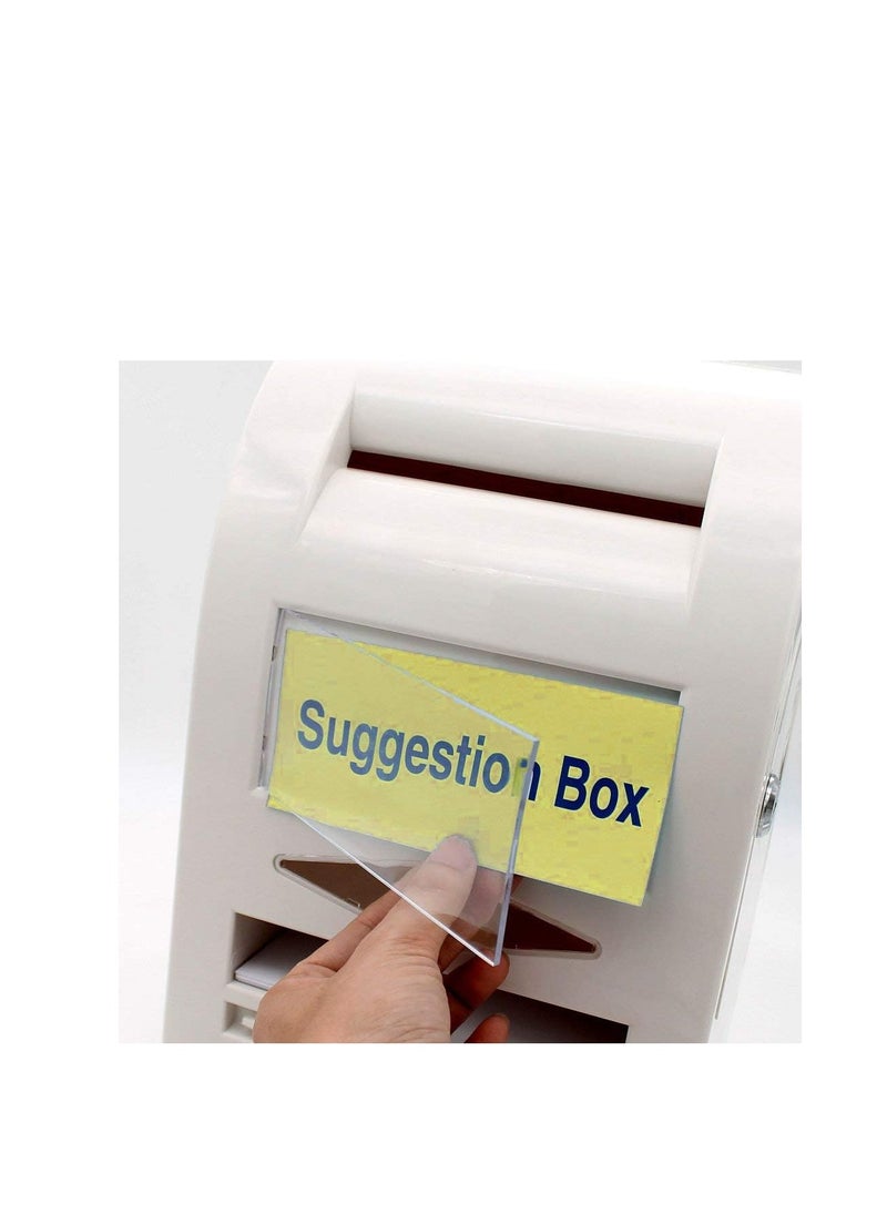 PARTNER - Suggestion Box, Donation Box, Post Box, Comment Box, Lock and Pen for Wall or Countertop, 6 Replaceable Labels - Image 1