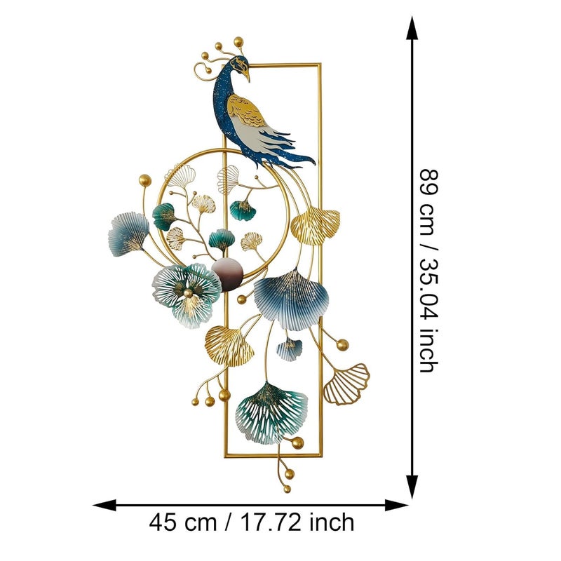OVIK - Multicolor Peacock Metal Wall Art Showpiece Decor Handmade Metal Wall Mounted Sculpture, Decoration Perfect for Living Room Bedroom Kitchen Office (Size 35x18 inch) - Image 2
