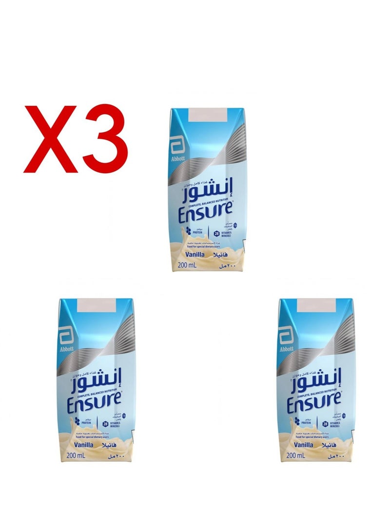 Ensure Vanilla Flavored Milk – Complete Nutritional Supplement 200ml × 3 Packs – Supports Daily Health and Energy - Image 3