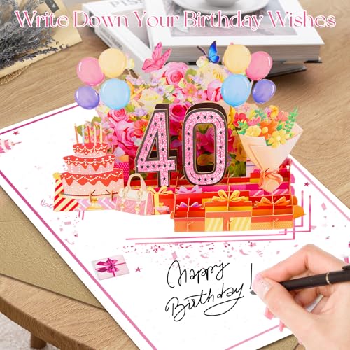 OLOSONG 40th Birthday Card for Women,Jumbo Pop Up 40th Birthday Cards for Her Friend,Back In 1986 Happy 40 Year Old Birthday Decorations for Wife Daughter Mom Funny Birthday Gifts,Rose Gold - Image 5