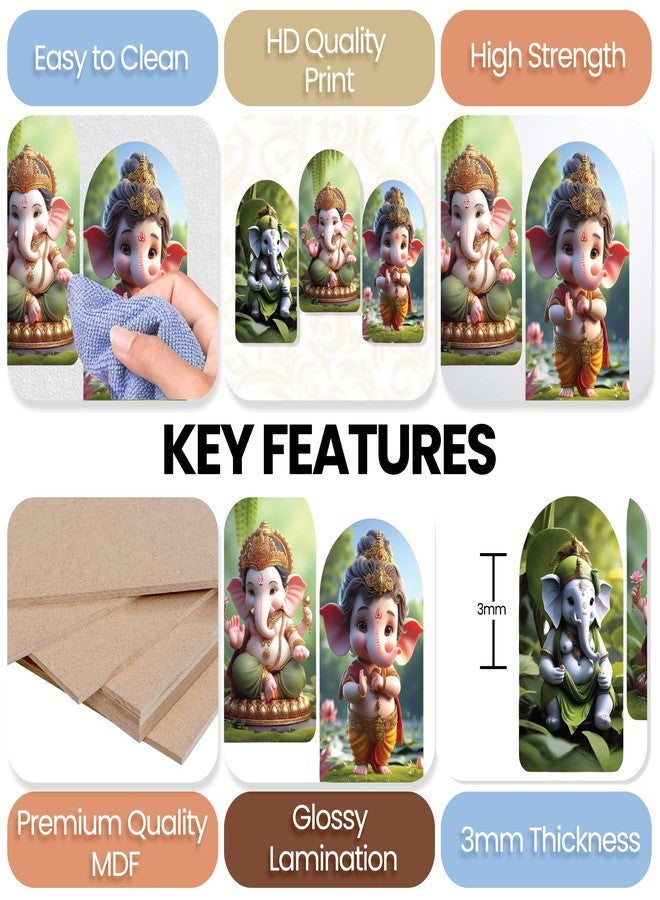 Kaameri Bazaar Ganesha Wall Sculpture | Wooden Frame for Diwali Wall Decoration | Handcrafted Wall Hanging Art for Living Room, Bedroom & Hall | Elegant Home Decor Gift - Image 3