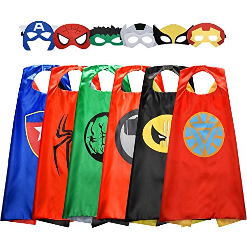 Roko Toys for 3-10 Year Old Boys, Superhero Capes for Kids 3-12 Year Old Boy Gifts Boys Cartoon Dress up Costumes Party Supplies Toys for Ages 2-4 5-7 (6 Pcs with Gift Box) - Image 1