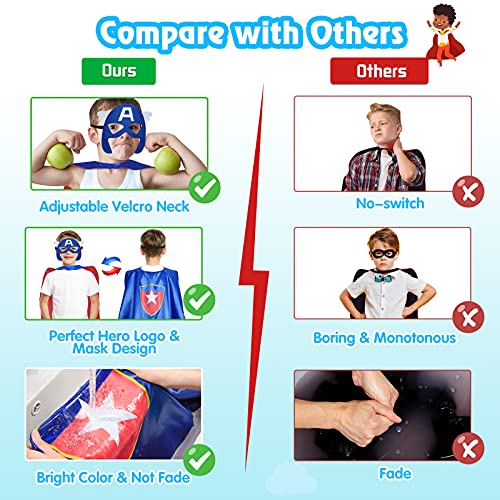 Roko Toys for 3-10 Year Old Boys, Superhero Capes for Kids 3-12 Year Old Boy Gifts Boys Cartoon Dress up Costumes Party Supplies Toys for Ages 2-4 5-7 (6 Pcs with Gift Box) - Image 3