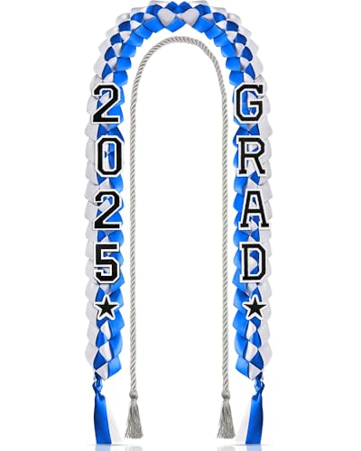 Cindeer 2025 Graduation Ribbon Lei Set Handmade Braided Necklace Honor Cord with Tassel 2025 Grad Embroidery Patches for High School College Graduation Party Supplies(Black, Gold) - Image 1