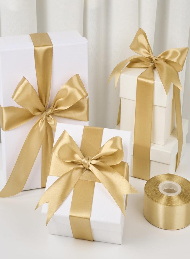 Mauproy 1-1/2 Inch Wide Champaign Gold Satin Ribbon, 50 Yards Solid Polyester Fabric Ribbon for Roses Making, Gift Wrapping, Graduation, Wedding Decorations, Crafts, Bows - Image 4