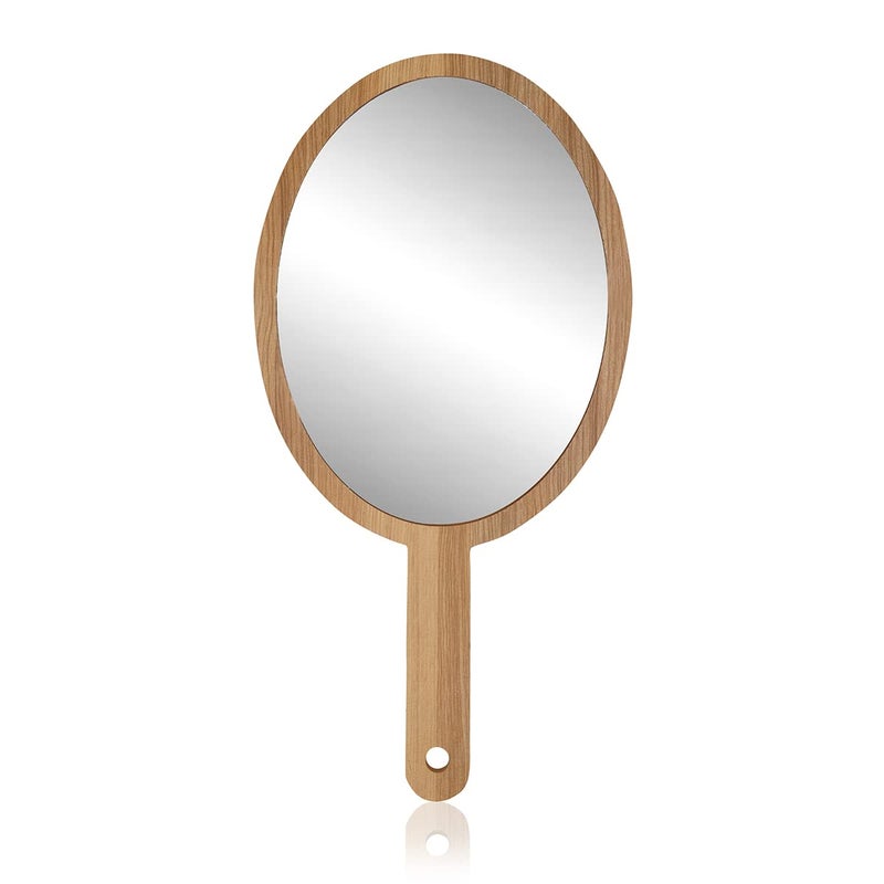 Victor Enterprises Round and Oval Shape Wooden Handle Beauty Makeup Mirror for Dressing Table Shaving Travel kit or Bathroom Set of 2 - Image 2