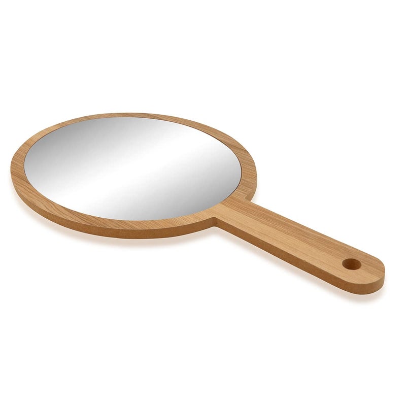 Victor Enterprises Round and Oval Shape Wooden Handle Beauty Makeup Mirror for Dressing Table Shaving Travel kit or Bathroom Set of 2 - Image 3