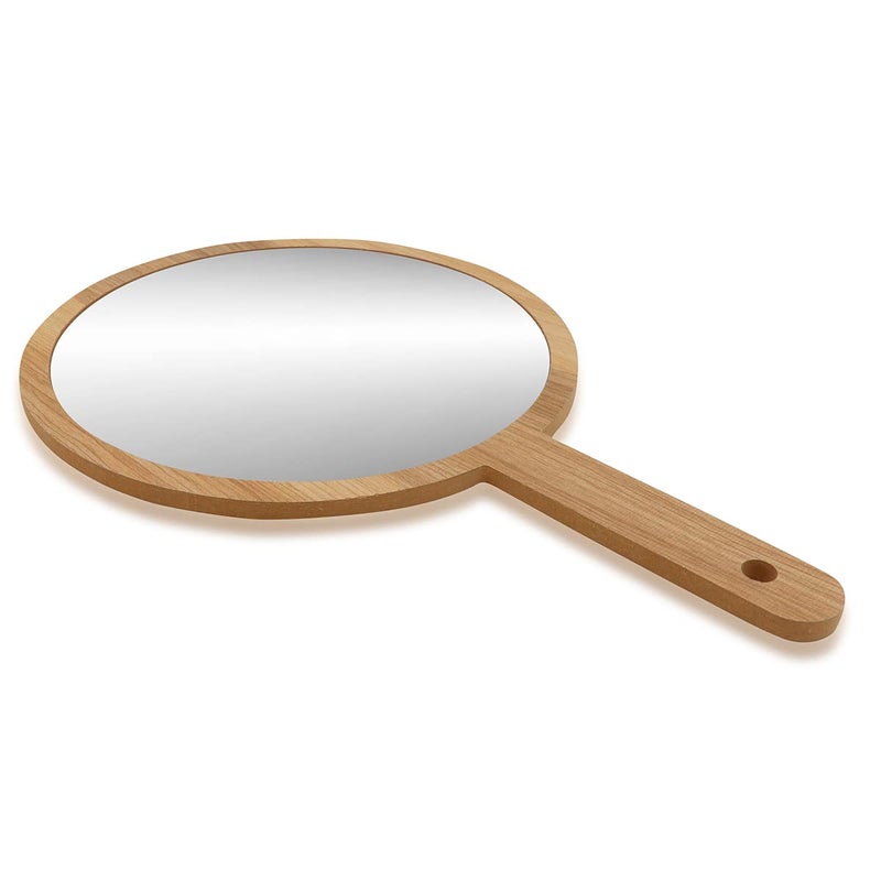 Victor Enterprises Round and Oval Shape Wooden Handle Beauty Makeup Mirror for Dressing Table Shaving Travel kit or Bathroom Set of 2 - Image 5