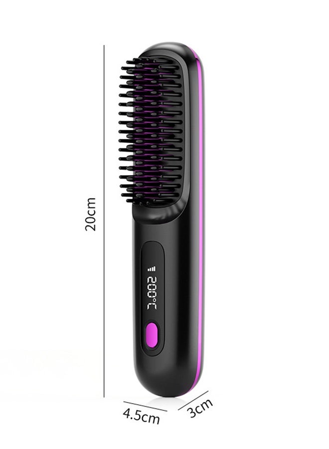 Generic Wireless Hair Straightener Brush, Portable Mini Ceramic Ionic Straightening Comb and curler 2 in 1, Thermal Brush 20s Fast Heating & 3 Temp Settings & Anti-Scald  - Image 4